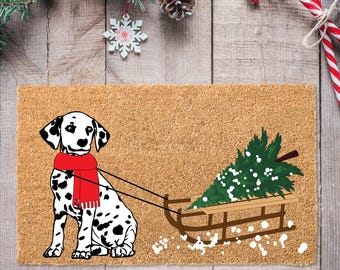 Winter Themed Dalmatian Doormat