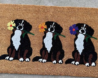 Spring Bernese Mountain Dog Doormat