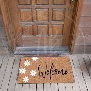 Welcome with Daisies Custom Doormat