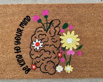 Be Kind to Your Mind Flower Doormat