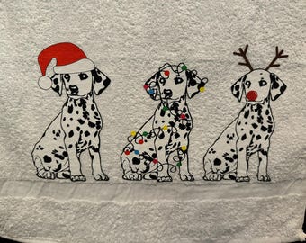 Winter Dalmatian Dog Kitchen Towel