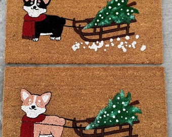Winter Corgi Doormat