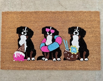 Summer Bernese Mountain Dog Doormat