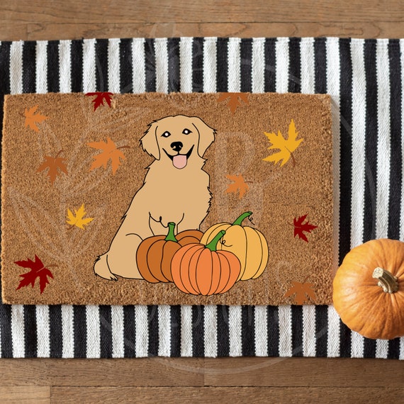 Fall Golden Retriever Doormat 