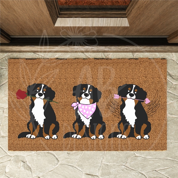 Bernese Mountain Dog Valentine's Doormat