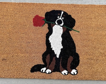 Dog with Rose Doormat