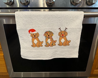 Winter Golden Doodle Kitchen Towel