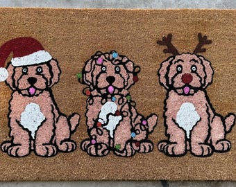 Winter Golden Doodle Doormat