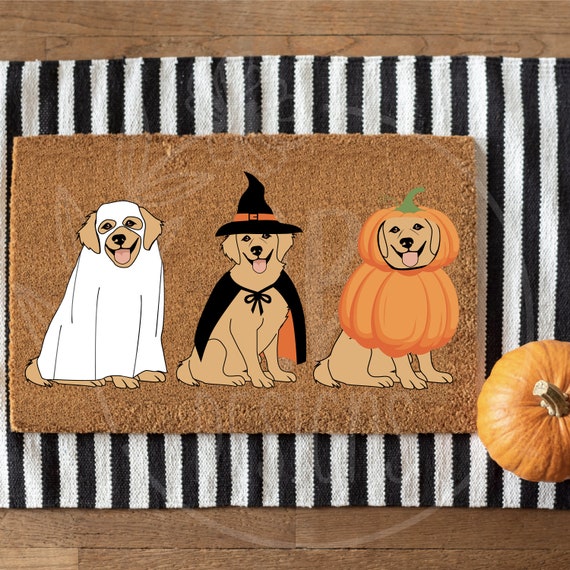 Halloween Golden Retriever Doormat 