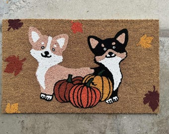 Fall Corgi Doormat