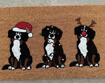 Winter Bernese Mountain Dog Doormat