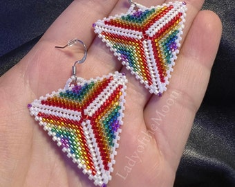 Rainbow Peyote Stitch Triangle Earrings