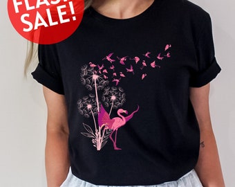 Dandelion Flamingo Shirt, Exotic Animal Shirt, Gift For Flamingo Lover, Dandelion In The Wind Shirt, Tropical Vibes Shirt, Flamingo Tee, Mom