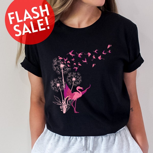 Dandelion Flamingo Shirt, Exotic Animal Shirt, Gift For Flamingo Lover, Dandelion In The Wind Shirt, Tropical Vibes Shirt, Flamingo Tee, Mom