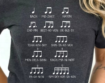 Composers Shirt, Music Legends Shirt, Composers Name Shirt, Classical Music Lover Tshirt, Gift For Music Teacher, Funny Notation Shirt, Girl