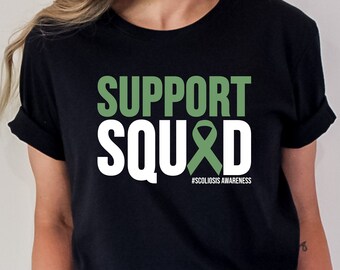 Camiseta del equipo de apoyo para la concientización sobre la escoliosis, camiseta del mes de la concientización sobre la escoliosis, camiseta sobre la escoliosis, regalo de apoyo para la cirugía de escoliosis, camiseta sobre la salud mental