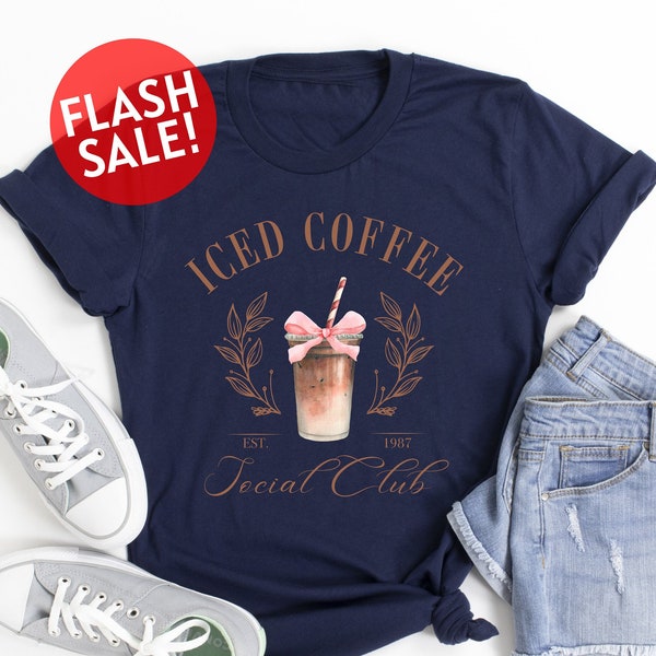 Iced Coffee Social Club Shirt, Mom Coffee Shirt, Cocktail Tee, Iced Coffee Lover Shirt, Soft Girl Coffee Shirt, Gift for Coffee Drinker, Mom