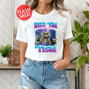 Rizz Em With The Tism Shirt, Neurodivergent Shirt, Vintage Raccoon Bootleg Shirt, Autism Awareness Tshirt, Sped Teacher Shirt, Raccoon Shirt
