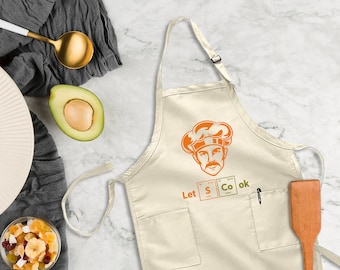 Let's cook apron, chef apron, cooking apron, funny apron, grilling apron, gift for dad,  bakers apron, custom chef apron, fathers day gift