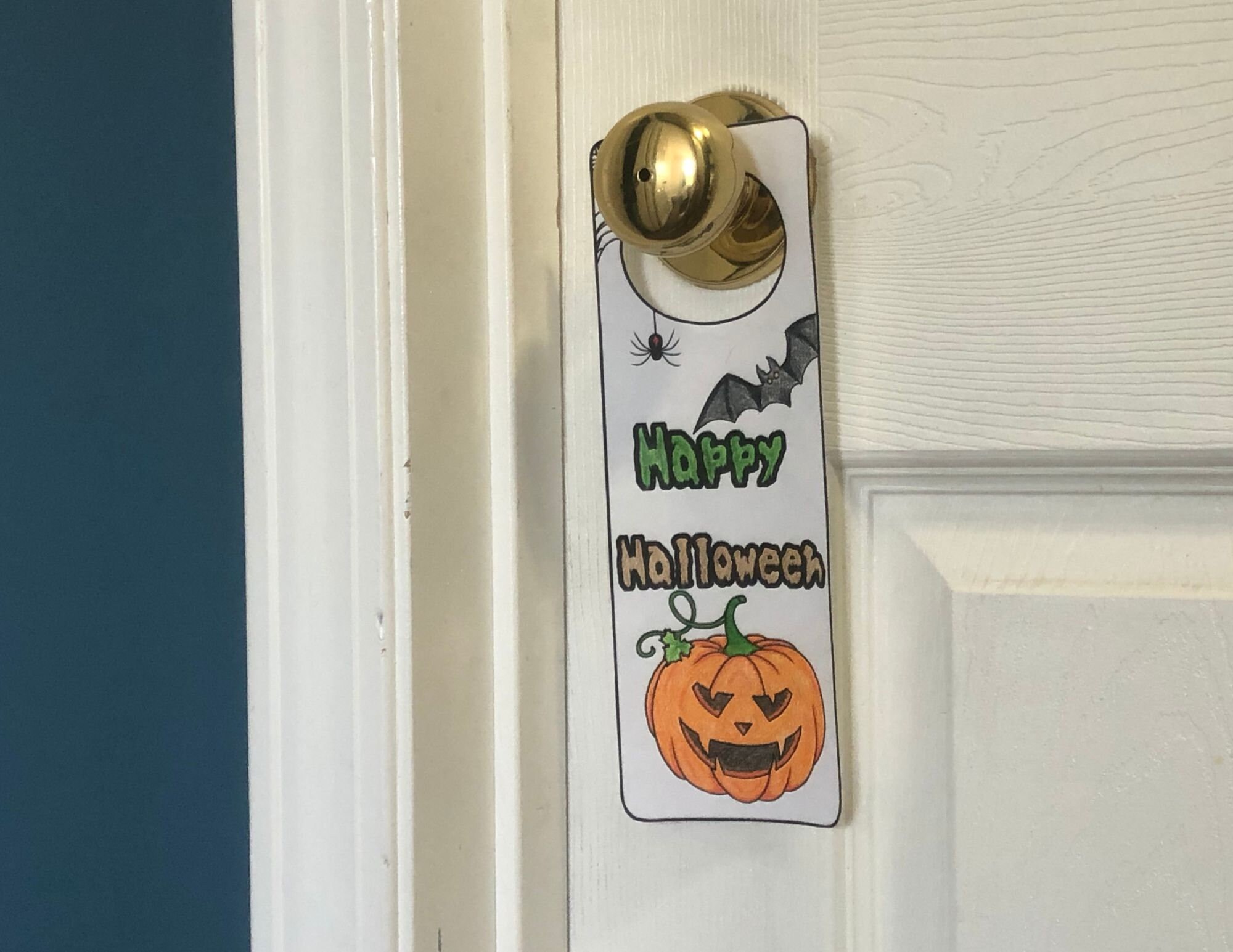 Halloween Printable Door Knob Hangers Coloring Signs, Halloween