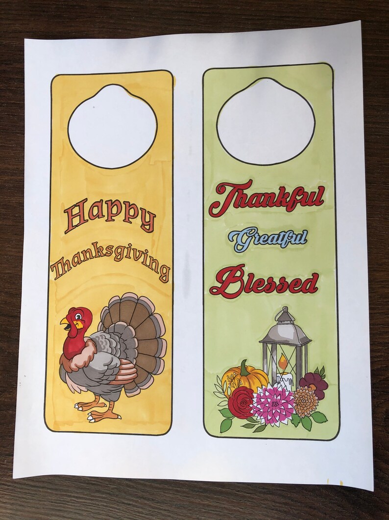 Printable Thanksgiving Door Knob Hangers, Autumn Door Tags Etsy