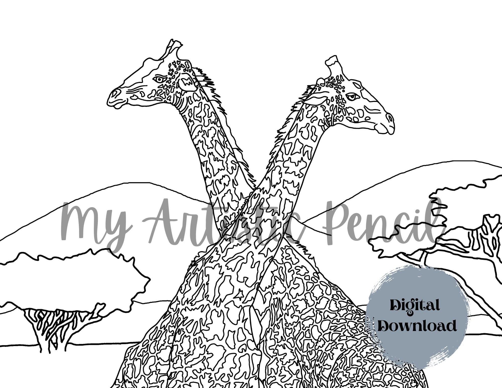 Coloring Pages: Adult Coloring Pages Realistic Giraffe - Etsy Australia