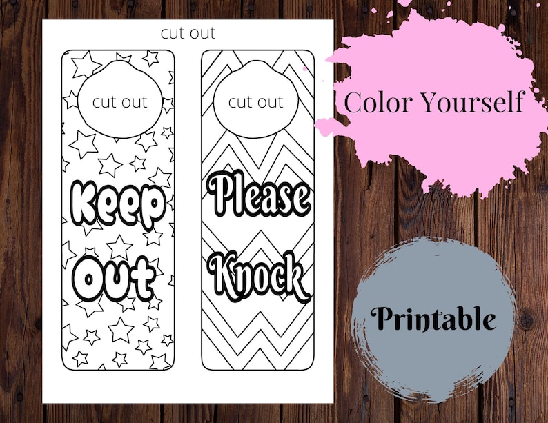 Printable Door Hanger Sign Door Knob Hangers for Kids Rooms Door Handle