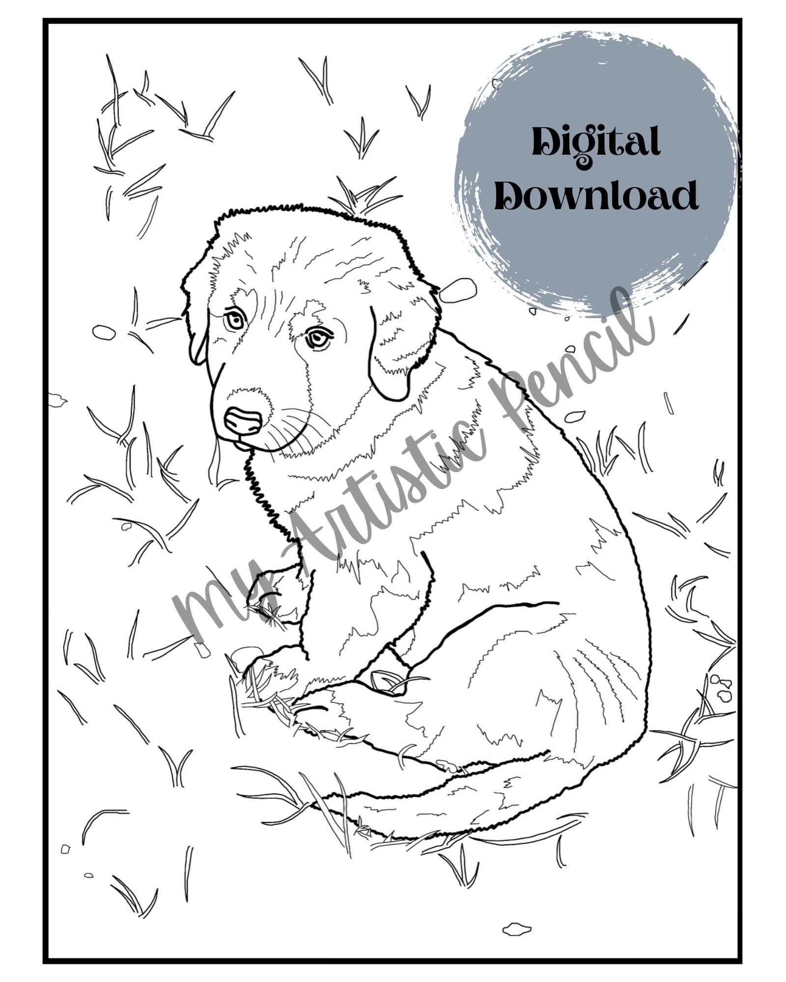 Realistic Puppy Coloring Page for Adults Cute Dog Colouring - Etsy