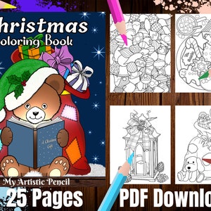 Malvorlagen: Weihnachten Malbuch, Einfache Erwachsenen Malbuch, 25 Digitale Malseiten (Druckbar, PDF Download),