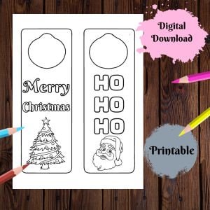 May include: Two printable Christmas bookmark designs. The first bookmark features a Christmas tree with the text "Merry Christmas". The second bookmark features a Santa Claus with the text "Ho Ho Ho".
