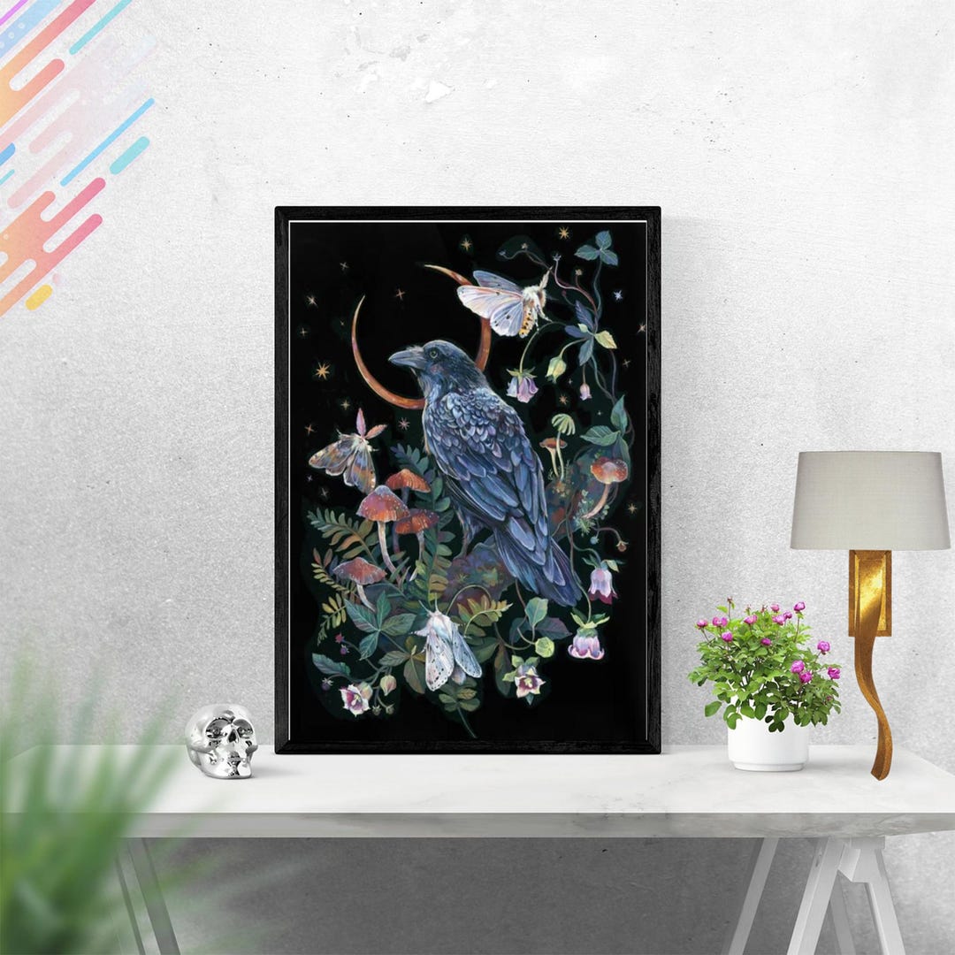 Moon Raven Poster - Etsy