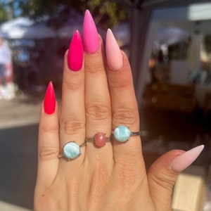 Larimar Crystal Ring *Natural, High Quality Larimar, Adjustable Sterling Silver Plated Ring*