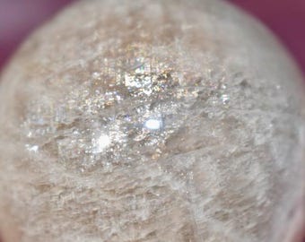 FLASHY! HQ Sunstone/Moonstone Combination Sphere *High Quality, Rare & Natural Belomorite Crystal Carving, GORGEOUS Double Rainbow Flash*