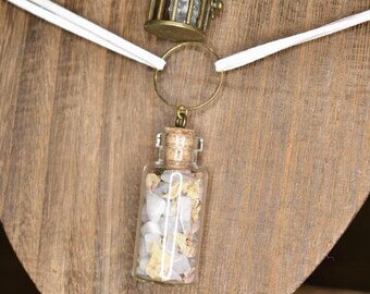 Self-Love Crystal Potion Bottle Choker, Moonstone, Rose Petals