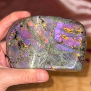 HQ Purple & Pink Flash Labradorite Freeform *High Quality, XL Natural Super Flashy &#39;Sunset Lab&#39; Self Standing Crystal Freeform, Altar Decor*