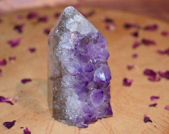 XL Amethyst Crystal Tower, Druzy Quartz Points, Brazilian Gem