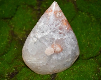 XL Pink Amethyst Teardrop, Flower Agate Carnelian Crystal, Quartz Pockets