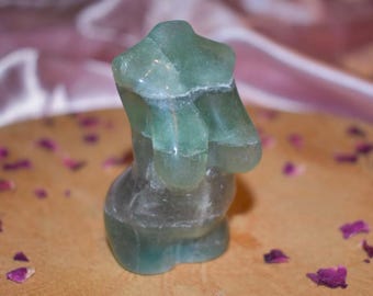 Blue Rainbow Fluorite Goddess Carving, Divine Feminine Crystal Figure