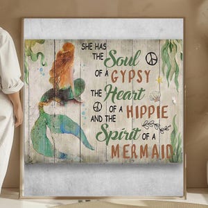 Póster de sirena Decoración de sirena Tiene alma de gitana El hogar del espíritu hippie de la sirena