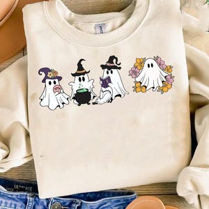 Cute Ghost Halloween svg Bundle, Retro Ghost png, Retro Floral Ghost png, Dog Ghost svg, Ghost Reading svg, Spooky Season, Halloween png