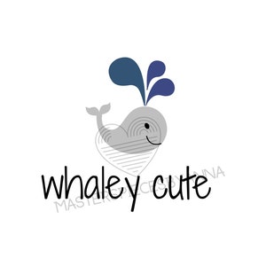 May include: A cute gray whale with a blue spout, swimming in a heart shape with the text "whaley cute" below.