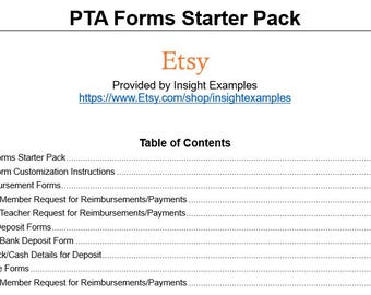 PTO Treasurer Forms Starter Pack
