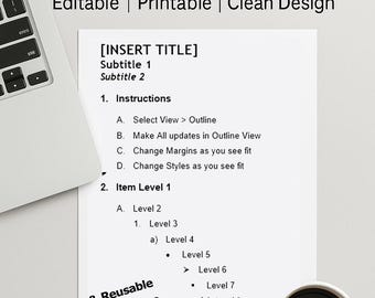 Minimalist Notes Template | Editable & Printable | Microsoft Word + Google Docs Compatible