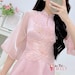 Orchid Pink Taffeta Ao Dai with Navy pants. Vietnamese Ao Dai. Traditional Ao Dai. main image 1