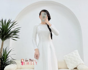 Simple White Ao Dai With Crystal Rhinestones áo Dài Vietnam No Pants Ao Dai Women Uniform Ao Dai NN043 - Etsy Simple White Ao Dai With Crystal Rhinestones áo Dài Vietnam No Pants Ao Dai Women Uniform Ao Dai NN043 - Etsy