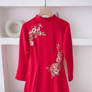 Green Ao Dai Vietnamese Chiffon Double Layer Beaded Long Green Ao Dai Vietnamese Chiffon Double Layer Beaded Long