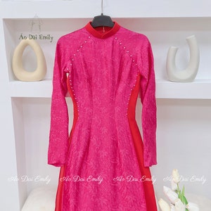Double layers Lụa tơ tằm Hà đông áo dài with pearls| Luxury áo dài  Vietnam| Ao dai for brides| Vietnamese long dress| ao dai for women