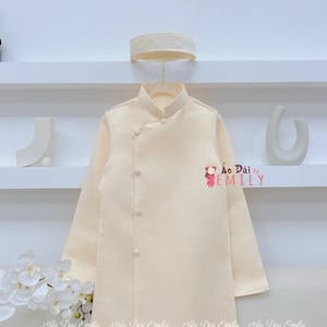 Ao dai for men| Cream/Champage Groomsmen  ao dai| Vietnamese Wedding clothing| Pre made ao dai for men|CQ008