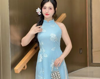 Vintage Navy Blue and Gold Floral Silk Blend Qipao Cheongsam Dress Size  Medium - Etsy