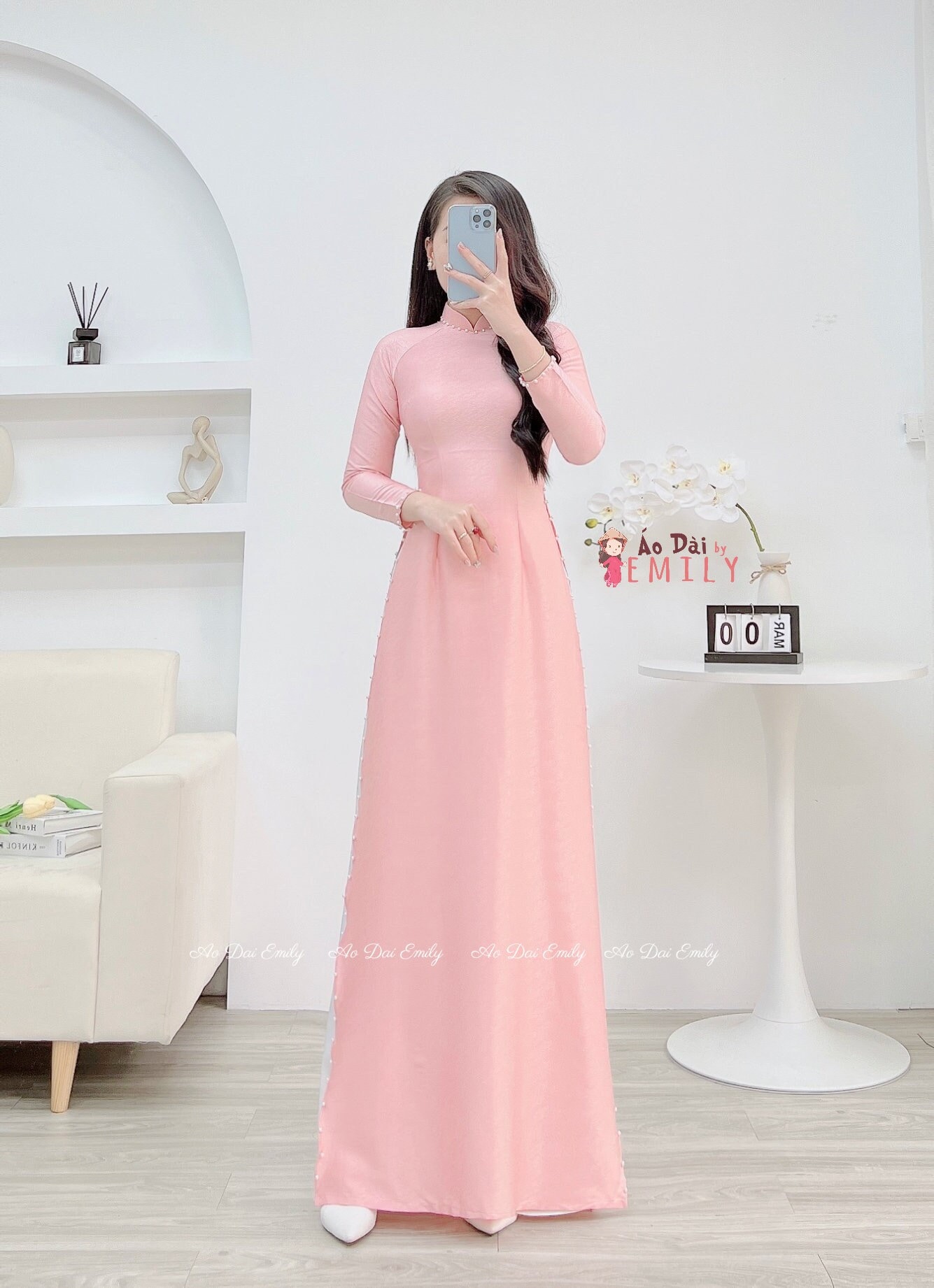 fitted lace wedding dress Hand Beaded Short Sleeve Floral Godet Gown In Blush Pink main image 0